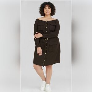 NWT J For Justify Black Button-Front Short Dress Sz 3X